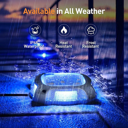 AGPTEK Metal Multi-Colors In 1 Solar Driveway Lights Outdoor 10 Pack, Aluminum RGB Deck Dock Marine LED Solar Powered Waterproof Decorative Marker Security Light for Garden, Yard, Step, Sidewalk, Path