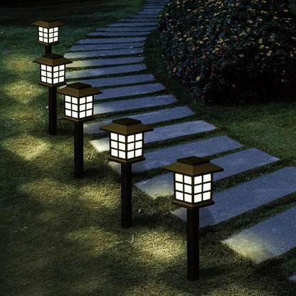 Outdoor Solar Powered LED Garden Lights Landscape Lighting Waterproof Stake Path Lights for Patio Yard Backyard Lawn Terrace Pathway Sidewalk Pathway Walkway Driveway Decorations 8 PCS Warm White