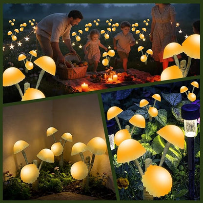 6PACKS Brightness Cute Mushrooms for Garden Decor - 18LED Solar Mushroom Path Lights Outdoor Waterproof,Longevity 8 Lighting Modes,Housewarming Gifts for Home/Yard/Fence/Birthday Party Decor