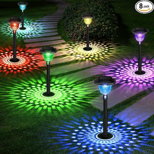 8Pack Solar Pathway Lights Outdoor Waterproof, Multicolor & Warm White Changing LED Solar Lights Christmas | Lumora