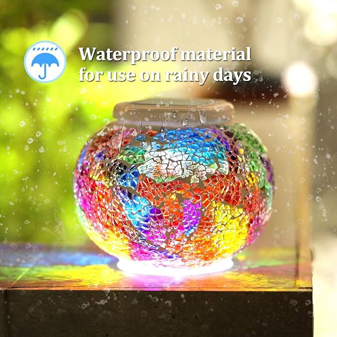 Color Changing Solar Powered Glass Ball Garden Lights，echargeable Solar Table Lights Outdoor Waterproof Solar Night | Lumora