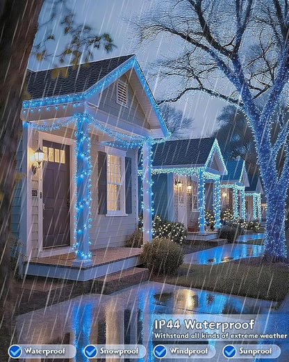 580 LED String Lights, 196FT Indoor Outdoor Fairy Lights, Waterproof Twinkle Christmas Decorations Lights with Remote for Bedroom Outside Tree Garden Patio Camping Wedding Party Décor, Blue