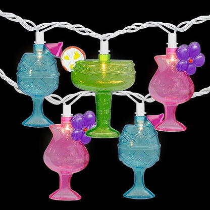 Northlight Cocktail Glasses Patio Light Set - Multi-Color - 7.25' White Wire - 10ct