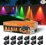12 Pack Color Changing Solar Powered Fence Light Outdoor Decoration LED Waterproof Landscape Sconce for Exterior | Lumora