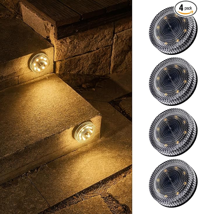 Glass Solar Step Lights with Bubble Style, Modular-Design Waterproof Outdoor Fence Lights for Stairs Step Yard | Lumora
