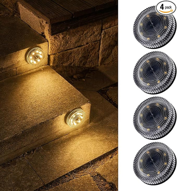 Glass Solar Step Lights with Bubble Style, Modular-Design Waterproof Outdoor Fence Lights for Stairs Step Yard | Lumora