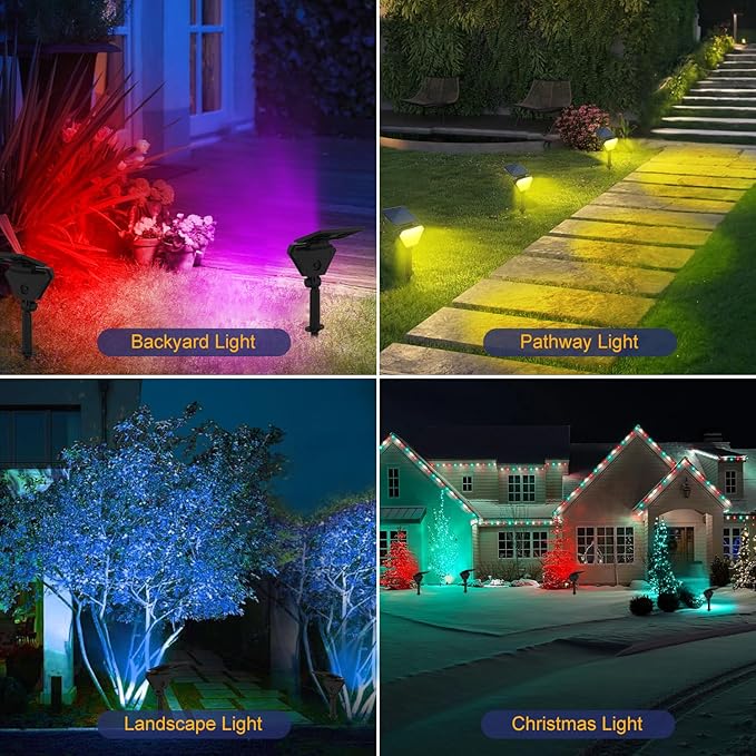 T-SUN Solar Spotlights Outdoor, Color Changing Landscape Lights, Halloween Lights Outdoor IP65 Waterproof Landscape | Lumora