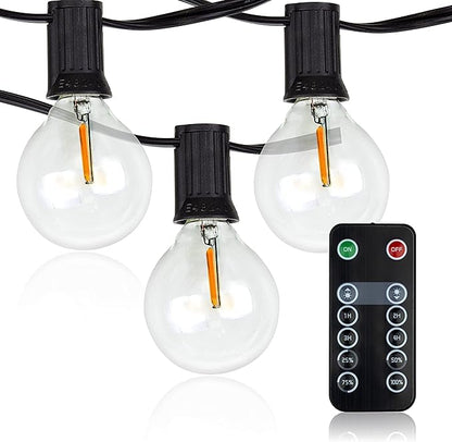 Newhouse Lighting LED G40 String Lights with Weatherproof Technology, 100W Dimmer with Wireless Remote Control, 50ft and 52 (50+2 Free) LED Light Bulbs Included, Warm White (PSTRINGLEDDIM)