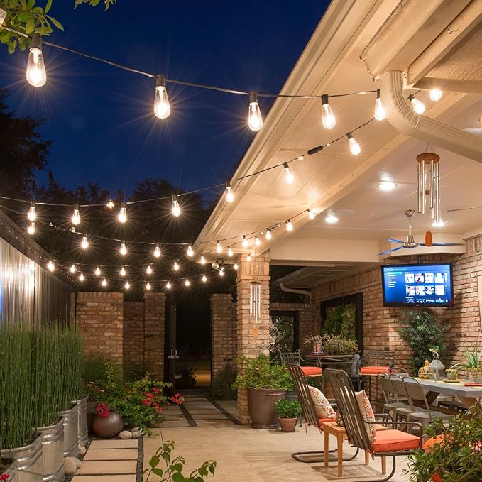 120FT LED Outdoor String Lights, Patio Lights with 40 Shatterproof ST38 Vintage Edison Bulbs, Outside Hanging Light | Lumora