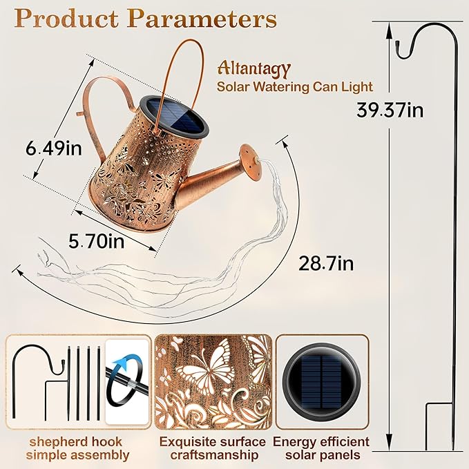 Solar Watering Can Lights:Outdoor Waterproof Metal Led String Lantern - Butterfly Fariy Hanging Decorations for | Lumora