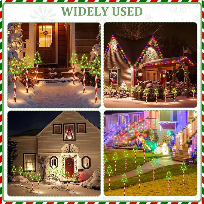 6 in 1 Solar Christmas Tree Pathway Lights, 54 LED Solar Powered Christmas Tree Candy Outdoor Decorations, 8 Lighting Modes, 800mAh, Waterproof Xmas Tree Candy Lights for Outdoor Garden