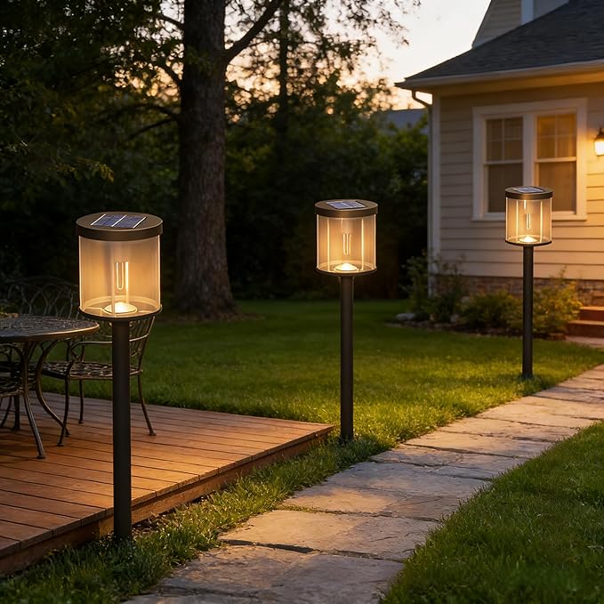 Solar Yard 4-Pack Solar Pathway Lights Outdoor, Garden Path Lights Outside Waterproof, Solar Powered Landscape Light for Pathway, Porch, Walkway, Driveway