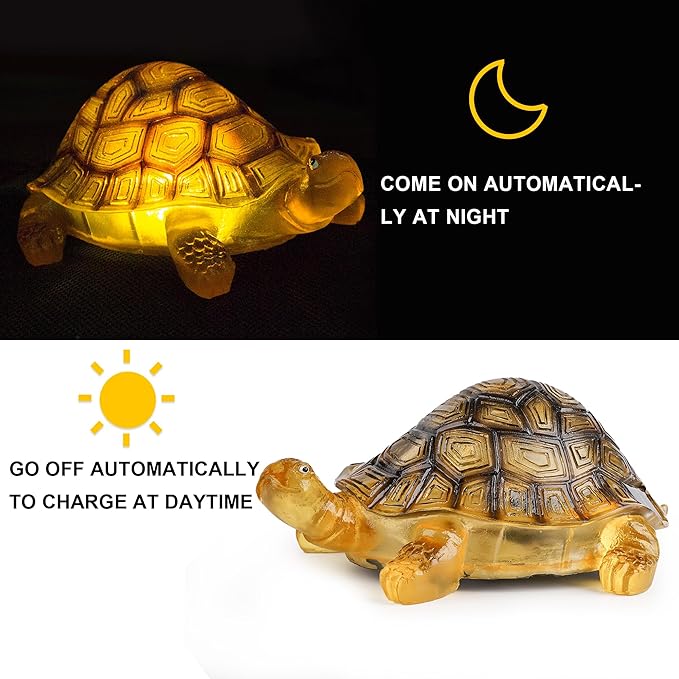 TIJNN Solar Turtle Lights Deck Decorative Lighting Statue Lawn Patio Backyard Outdoor Garden Decoration | Lumora