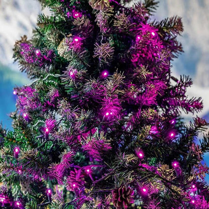 Novelty Lights 25ft 50 LED Pink Christmas Lights Outdoor/Indoor, 6" Spacing, Green Wire String Lights for Festive Xmas Lighting, IP55, UL Listed, Dimmable, Connectable