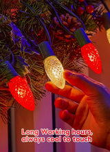 100 Feet Led Christmas Lights, Red and Warm White C9 Christmas String Lights Outdoor, 100 Strawberry Bulbs | Lumora