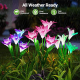 WdtPro Solar Lights Outdoor Garden Decorative 6 Pack, Waterproof Solar Garden Lights with 24 Lily Flowers, Color | Lumora
