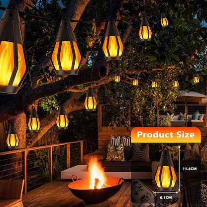Jnaurb Solar String Lights for Outside, 21Ft Patio Lights with 10 Flickering Flame Light Bulbs, Waterproof Warm White Solar Powered Outdoor Light for Garden Yard Patio Gazebo Bistro Cafe Party Decor