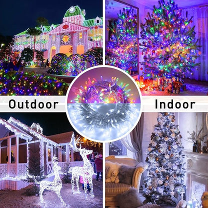 JMEXSUSS 200LED 66Ft Connectable Christmas Lights Indoor Outdoor Clear Wire | White to Multicolor String Lights | Twinkle Fairy Light Plug in for Bedroom Classroom Wedding Tree Patio Xmas Decor