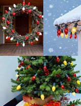 C9 Red and White Christmas String Lights 25Ft C9 Outdoor Christmas Decorations Lights with 26 Red Frosted White | Lumora