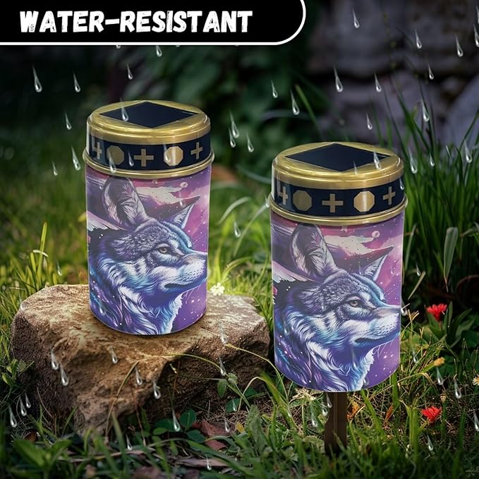 Wolf Solar Lights Outdoor Waterproof Landscape Path Light Solar Garden Light for Garden Yard Lawn Patio Solar Pathway Lights Cemetery Solar Light Memorial Light