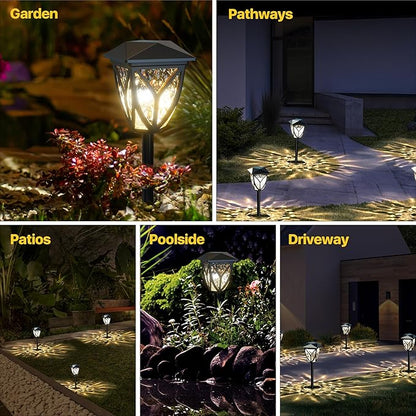 Ensenior 6-Pack Solar Lights Outdoor, 3000K LED Solar Garden Lights for Pathway, Yard, Patio, Walkway, Planter, Waterproof, Energy-Efficient Landscape Lighting