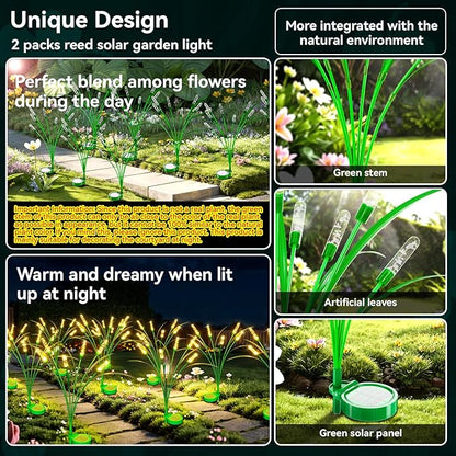 6 Packs Reeds Solar Garden Light, 30 Inch Garden Solar Light with 36 Bulbs, Intelligent Light Control System, IP65 Waterproof, Outdoor Solar Light for Decorating Yard, Pathway(Warm Color)