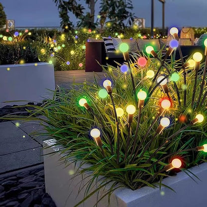 Lemical Solar Lights Outdoor Waterproof 2 Pack Firefly Solar Pathway Light for Yard Patio Garden Decor 10 LED Landscape Light with 8 Modes for Outdoor Decor (Muticolor)