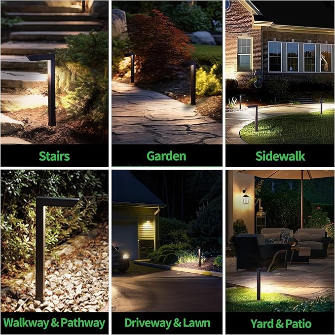 Landscape Path Lights Wired, 3 Lighting Modes LED 12V Low Voltage Pathway Lights, Outdoor Waterproof, 5W 235LM Black Aluminum for Driveway Yard 10 Pack
