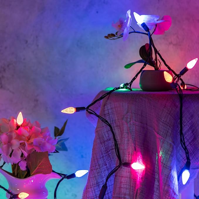 140 Strawberry One-Piece LED Christmas Lights, Pack of 2 Strands 70 Count 36 ft, High Waterproof UL Certified C6 | Lumora