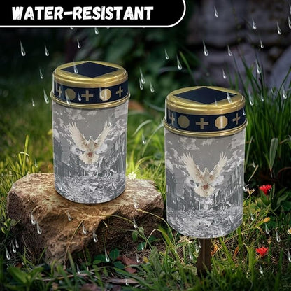 White Bird Garden Solar Light, Grave Solar Lights for Cemetery, Waterproof, Solar Powered, Easy to Install, Decorate Lawn, Patio, Fence, Backyard