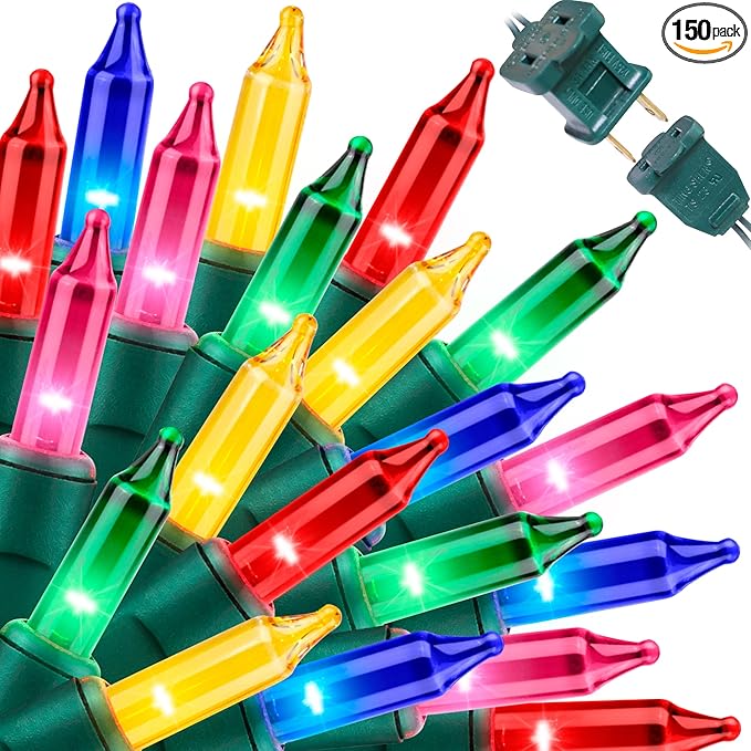 LAMPHOME Easter Decorations Mini String Lights, 150 Count 31.9Ft Easter Mini Lights, Waterproof String Light Plug in Multi Christmas Lights for Indoor Garland Party Christmas Tree, Pink + Multicolor