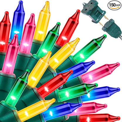 LAMPHOME Easter Decorations Mini String Lights, 150 Count 31.9Ft Easter Mini Lights, Waterproof String Light Plug in Multi Christmas Lights for Indoor Garland Party Christmas Tree, Pink + Multicolor