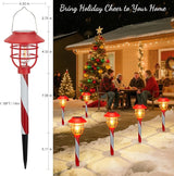 6 Pack Christmas Solar Pathway Lights Outdoor Decorations,Garden Solar Stake Landscape Lights Candy Cane Christmas | Lumora