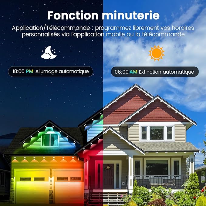 Permanent Outdoor Lights for House, 150 FT Women's Day Outdoor String Lights with RGBIC & Bluetooth Remote, DIY via App for Music Sync, IP67 Waterproof Expandable LED Lights for Eaves, Patio, Lanai.