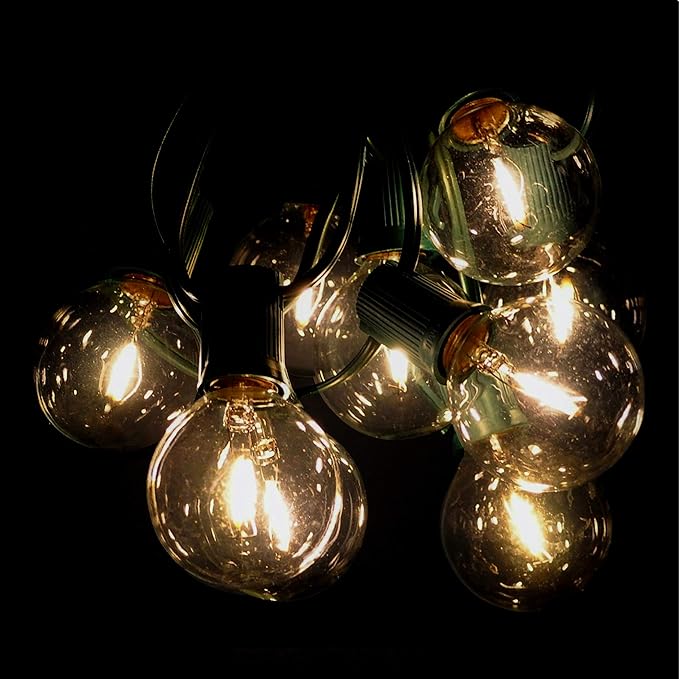 Hometown Evolution, Inc. G50 2" LED Filament Outdoor Patio String Lights with 0.6 Watt Light Bulbs (G50 LED - Green | Lumora