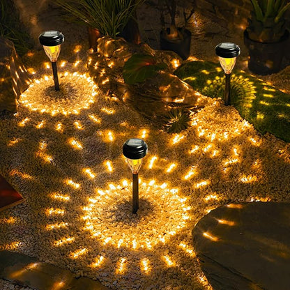 Mini Solar Pathway Lights 4 Pack,Outdoor Solar Yard Flickering Lights,IP65 Waterproof LED Lawn Light,Weatherproof Garden Lantern for Patio Path Backyard Walkway Sidewalk Driveway Decor on Christmas
