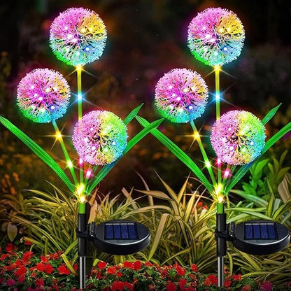 Solar Garden Decorative Lights, Dandelion, LED Lawn Lights, Suitable for Yards, Paths, Sidewalks, Parks, Landscape Decoration, for Women, 4 Pack (Colored Light)