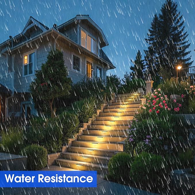 Energetic 7 Inch Retaining Wall Lights, Outdoor LED Step Lights, 4W Low Voltage Landscape Lighting, Waterproof Hardscape Lighting, 12V-24V AC/DC, 3000K Warm White, with Wire Breakers, FCC, 12 Pack