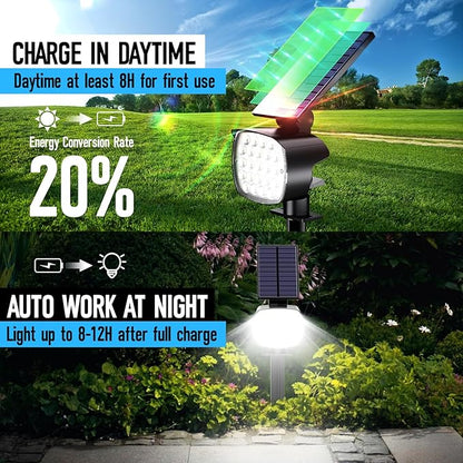 hyrion Solar Spot Light Outdoor Waterproof IP65, 23 LED 3 Lighting Modes Solar Powered Garden Lights Landscape Lighting for Yard,Tree Lawn, Pathway 4 Pack Cool White