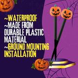 (12) Halloween Solar LED Pumpkin Stake Lights, 13in Easy Install Plastic Solar-Powered Yard Stakes Spooky | Lumora
