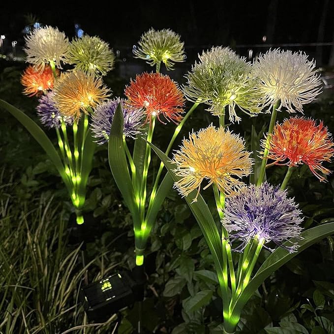 2PCS Solar Lights for Outside,Solar Pathway Lights Outdoor 50LED,Solar Dandelion Garden Lights,Onion Solar Lights Gardening Ornaments for Party Christmas Yard Patio Fence Landscape