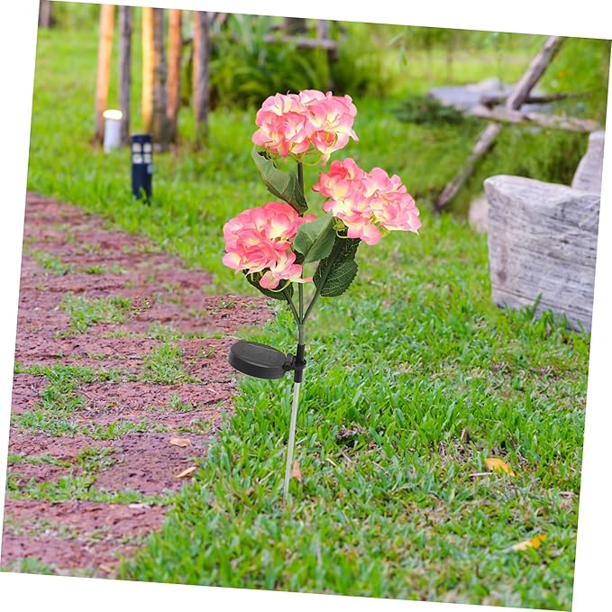 DOITOOL 4pcs Garden Solar Hydrangea Stake Lamp Decorative Outdoor Solar Lights for Pathway and Design Easy Installation for Lawn and Garden Decor