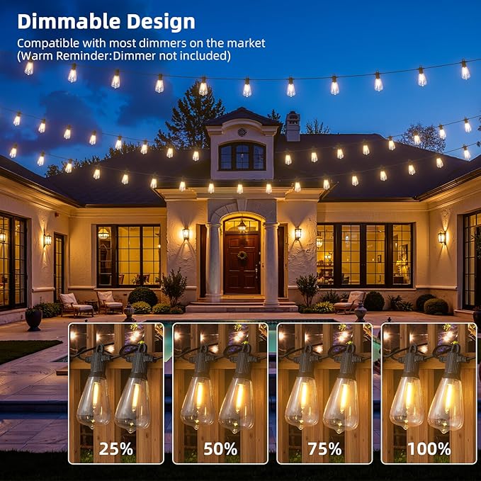 FOOMAN LED Outdoor String Lights, 500FT Outside Waterproof Hanging Patio Lights with 250+10 Shatterproof ST38 | Lumora