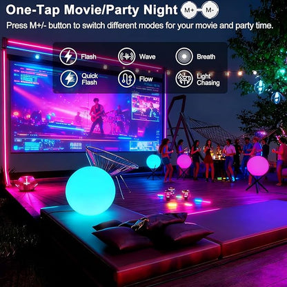 Lightdot 12-Inch RGB+CW Smart Globe Floor Lamp, Corner LED Ball Light with Remote Control, 10W 2700K-6500K Multiple Color Changing, Waterproof Glowing Orb Light for Indoor Outdoor Lighting Decors