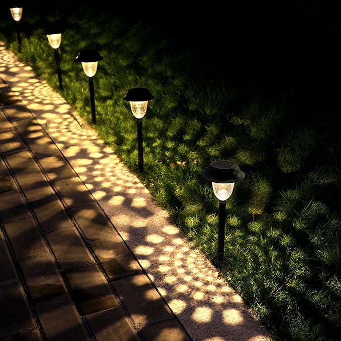 Solar Outdoor Pathway Lights, LED Landscape Garden Lights, Waterproof Auto On/Off, Solar Lights Outdoor Decorative for Walkway Patio Yard, Garden, 8 Pack
