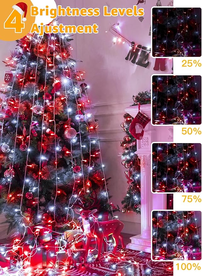 Christmas Lights 600 LED 98FT, Waterproof Outdoor String Lights with Remote and Timer, 8 Modes Dimmable Fairy | Lumora