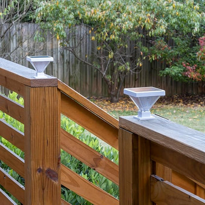 Gama Sonic Luxor Solar Post Cap Light for 4 x 4 and 5 x 5 Post Solar LED Cap Light with 2700K Warm White with Hi/Lo Mode for Wood and Vinyl Fence (2-Pack, White)