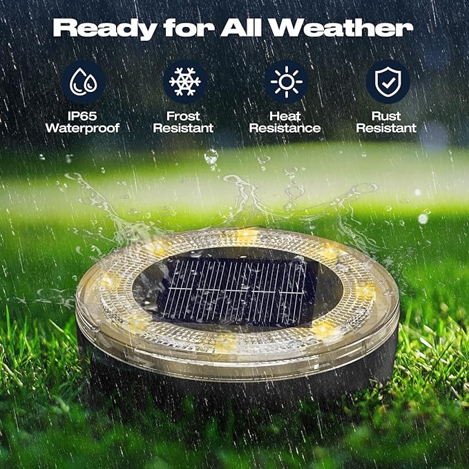 Mini Solar Ground Lights, 24 Pack Solar Lights Outdoor Waterproof, Upgraded LED Flat Landscape Lighting for Outside | Lumora