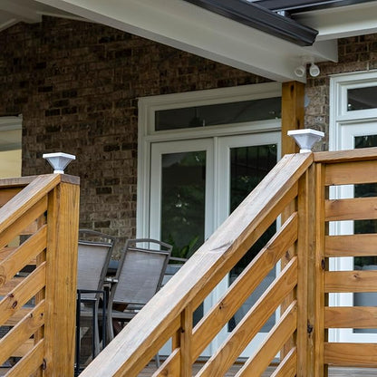 Gama Sonic Luxor Solar Post Cap Light for 4 x 4 and 5 x 5 Post Solar LED Cap Light with 2700K Warm White with Hi/Lo Mode for Wood and Vinyl Fence (2-Pack, White)