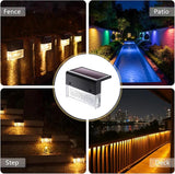 Solar Garden Railing Lights, 4 Pack Waterproof LED Solar Lights Outdoor with Warm White/7 Color Changing Lighting | Lumora